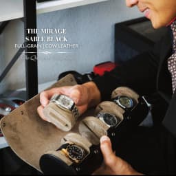 Watch Organizer Box Roll Case-PU Leather Watch Travel Case for Men and Women-4 Watch Carrying Case and Display, Watch Organizer