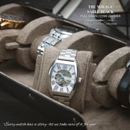 Watch Organizer Box Roll Case-PU Leather Watch Travel Case for Men and Women-4 Watch Carrying Case and Display, Watch Organizer
