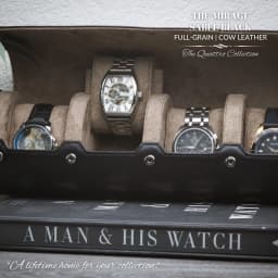 Watch Organizer Box Roll Case-PU Leather Watch Travel Case for Men and Women-4 Watch Carrying Case and Display, Watch Organizer