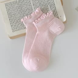 Socks For Women Summer New Plain Casual Daily Sweet Ruffle Socks Thin Breathable Hollow Out Fashion Frilly Female Short Socks