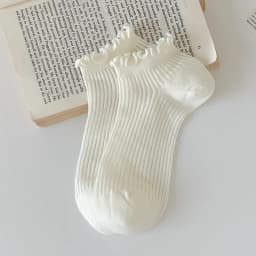 Socks For Women Summer New Plain Casual Daily Sweet Ruffle Socks Thin Breathable Hollow Out Fashion Frilly Female Short Socks