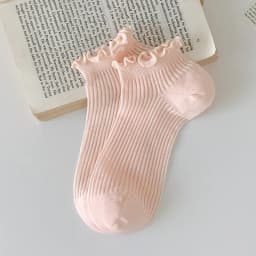 Socks For Women Summer New Plain Casual Daily Sweet Ruffle Socks Thin Breathable Hollow Out Fashion Frilly Female Short Socks