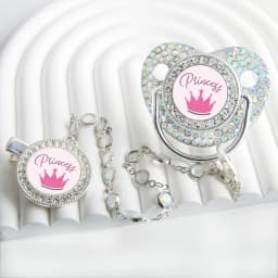 Bling Princess Pacifier With Gem Luxury Weaning Pacifier Baby Nipple With Chain Clip Newborn Prince Baby Dummy Soother