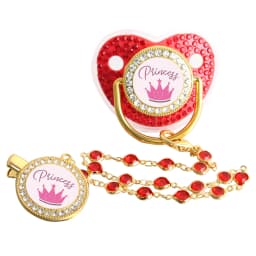 Bling Princess Pacifier With Gem Luxury Weaning Pacifier Baby Nipple With Chain Clip Newborn Prince Baby Dummy Soother