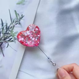 Sequin Heart Retractable Badge Reel Lanyards ID Name Card Badge Holder Nurse Pink Employee Card Alligator Clip Office Supplies