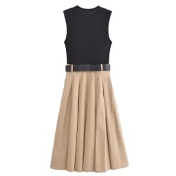 MUJER 2025 Woman Dresses Belt Pleated Midi Dress Women Sleeveless Summer Dress Woman Knitted Party Dresses for Women Sundress