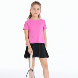 Girls Tennis Athletic Skirt with Side Pocket Shorts High Waist Active Skort for Girls Kids Teen FW103
