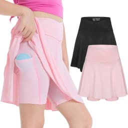 Girls Tennis Athletic Skirt with Side Pocket Shorts High Waist Active Skort for Girls Kids Teen FW103