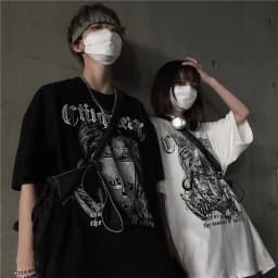 Harajuku Retro Style Hip Hop Street Trend Letter Print Top Men's and Women's Summer Crew-neck Loose Short-sleeved T-shirt