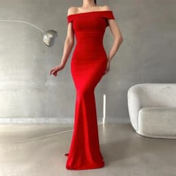 Customized Tight Fitting A-Line Prom Dresses Floor-Length Boat Neck Sleeveless Evening Gown Off The Shoulder Backless Party Gown