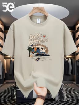 Men's 100% Pure Cotton Summer Loose Size Cartoon Pattern Printed Casual and Comfortable Round Neck Short Sleeved T-Shirt Top
