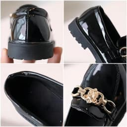 2025 for Children Platform Black Patent Leather Chain Fashion Boys Girls Flat Shoes Four Season Elegant 26-36 Kids Shoe