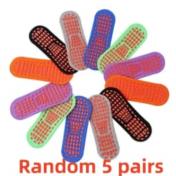 Random 5 Pairs of Trampoline Socks for Men and Women, Dotted Non-Slip Socks, Floor Socks, Adult Yoga Socks