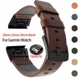 20mm 22mm 26mm Leather Watch band For Garmin Fenix 8 7 7S 7X 6S 6X 6 Watchband Wriststrap Fenix 5S 5X 5 Fenix 3 Forerunner 965
