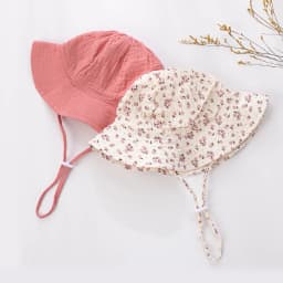 Floral Print Baby Bucket Hats Adjustable Solid Caps for Infant Boys Girls Sunscreen Outdoor Beanies Beach Fishing Headwraps