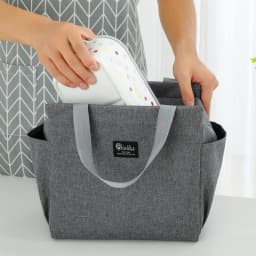 1PC Insulated Lunch Bag With 2 Side Pockets Large Capacity Thermal Lunch Box Bag To School Picnic Work Insulated Freezer Bag