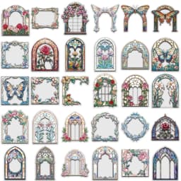 50PCS Retro Flower Mirror Graffiti Stickers Decorative Water Cups Vases Guitar Laptop ScrapbookDIY Waterproof Stickers
