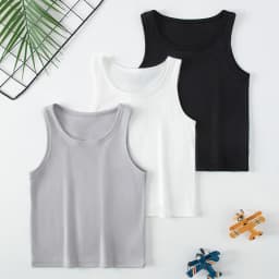 1/3/4 Pcs Children's Four Seasons Thin Solid Color Joker Vest Boy Loose And Comfortable Bottoming Shirt Girl Sweet And Lovely T