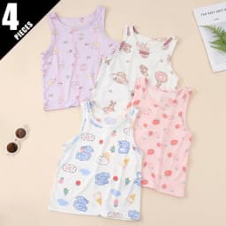 1/3/4 Pcs Children's Four Seasons Thin Solid Color Joker Vest Boy Loose And Comfortable Bottoming Shirt Girl Sweet And Lovely T