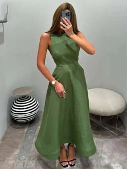Customized A-Line Prom Dresses Tea-Length O-Neck Sleeveless Evening Gown Simple Draped Fashion Casual Homecoming Dresses