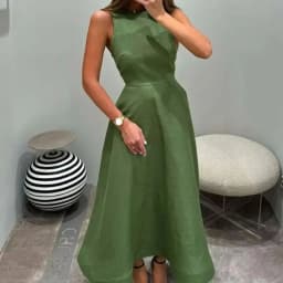 Customized A-Line Prom Dresses Tea-Length O-Neck Sleeveless Evening Gown Simple Draped Fashion Casual Homecoming Dresses