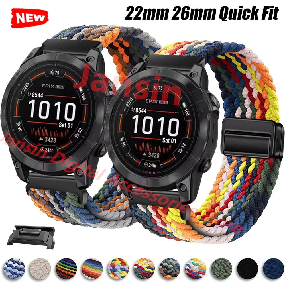 Quick Fit For Garmin 26mm 22mm Band Weaves Nylon Loop Magnetic Correa For Garmin Fenix 5 Instinct 2X Fenix 3 Strap Watchband