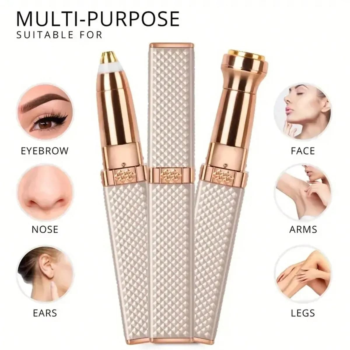 1pc Rechargeable 2-In-1 Eyebrow Razor And Hair Shaver With LED Light - Painlessly Remove Peach Fuzz, Facial Hair, Eyebrows, Lips