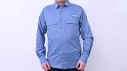 Men's UPF 50+ Long Sleeve Fishing Shirts, Rash Guard Casual Button Down Shirt with Breathable Mesh for Outdoor Fishing Camping