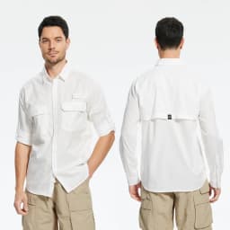 Men's UPF 50+ Long Sleeve Fishing Shirts, Rash Guard Casual Button Down Shirt with Breathable Mesh for Outdoor Fishing Camping