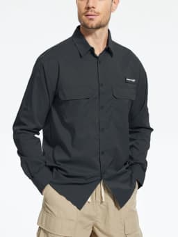 Men's UPF 50+ Long Sleeve Fishing Shirts, Rash Guard Casual Button Down Shirt with Breathable Mesh for Outdoor Fishing Camping