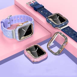 Women Crystal Diamond Case For Apple Watch 11 10 46mm 42mm Screen Glass Protective Shell iWatch 9 8 7 6 5 SE 45mm 41mm 44mm 40mm