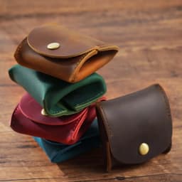 Leather Snap Closure Wallet Mini Coin Purse Money Bag Vintage Key Holder