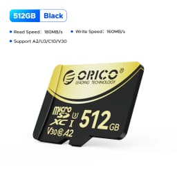 ORICO Micro SD Card TF Memory Card 512GBFull HD and 4K UHD C10, U3, V30, A2, microSDXC Up to180 MB/s for GoPRO DJI Drone