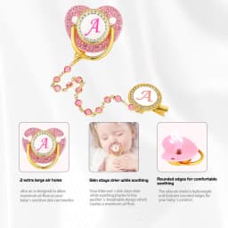 Bling Pacifier With Pink Gem Luxury Weaning Pacifier Baby Nipple With Chain Clip Newborn Baby Dummy Soother