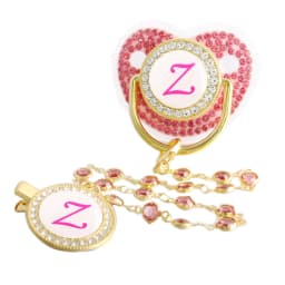 Bling Pacifier With Pink Gem Luxury Weaning Pacifier Baby Nipple With Chain Clip Newborn Baby Dummy Soother