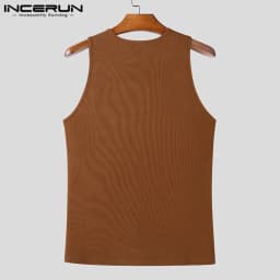 INCERUN Men Tank Tops Solid Color Knitted Zipper Sleeveless Male Vests Summer Streetwear Skinny 2025 Fashion Men Clothing S-3XL