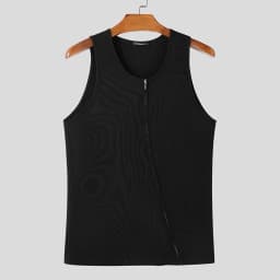 INCERUN Men Tank Tops Solid Color Knitted Zipper Sleeveless Male Vests Summer Streetwear Skinny 2025 Fashion Men Clothing S-3XL