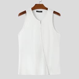 INCERUN Men Tank Tops Solid Color Knitted Zipper Sleeveless Male Vests Summer Streetwear Skinny 2025 Fashion Men Clothing S-3XL