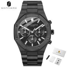 SAPPHERO Men's Watch Waterproof watch Chronograph function Date Glowing Hands Stainless Steel Watch Business  Watch For Men Gift