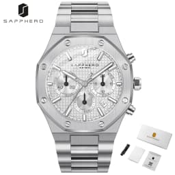 SAPPHERO Men's Watch Waterproof watch Chronograph function Date Glowing Hands Stainless Steel Watch Business  Watch For Men Gift
