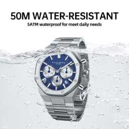 SAPPHERO Men's Watch Waterproof watch Chronograph function Date Glowing Hands Stainless Steel Watch Business  Watch For Men Gift