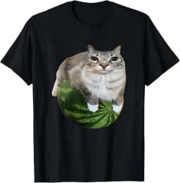 90s Y2k Watermelon Cat Silly Cat Meme T-Shirt A Hilarious Watermelon Print Shirt Is A Stylish Top Tee Women