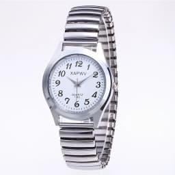 Elastic Band Quartz Couple Fashion Watch for Middle-Aged and Elderly People with Large Dial Pointer Digital Face Men's Watch for Women