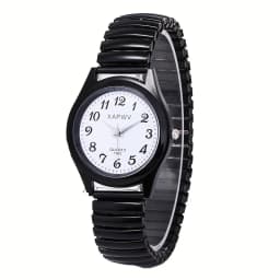 Elastic Band Quartz Couple Fashion Watch for Middle-Aged and Elderly People with Large Dial Pointer Digital Face Men's Watch for Women