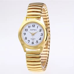 Elastic Band Quartz Couple Fashion Watch for Middle-Aged and Elderly People with Large Dial Pointer Digital Face Men's Watch for Women