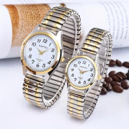 Elastic Band Quartz Couple Fashion Watch for Middle-Aged and Elderly People with Large Dial Pointer Digital Face Men's Watch for Women