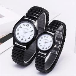 Elastic Band Quartz Couple Fashion Watch for Middle-Aged and Elderly People with Large Dial Pointer Digital Face Men's Watch for Women