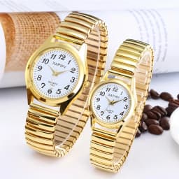 Elastic Band Quartz Couple Fashion Watch for Middle-Aged and Elderly People with Large Dial Pointer Digital Face Men's Watch for Women