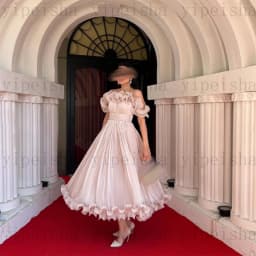 Customized Boat Neck A-Line Evening Dresses Off The Shoulder Ruffles Draped Midi Prom Gown Modern Backless Tea-Length Party Dres