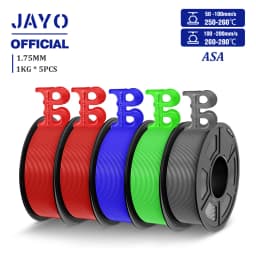 JAYO ASA Filament 1.75mm 3D Printer Filament ASA 5Rolls/set UV/Rain/Heat Resistant Tough 3D Filament 1KG For FDM 3D Printers
